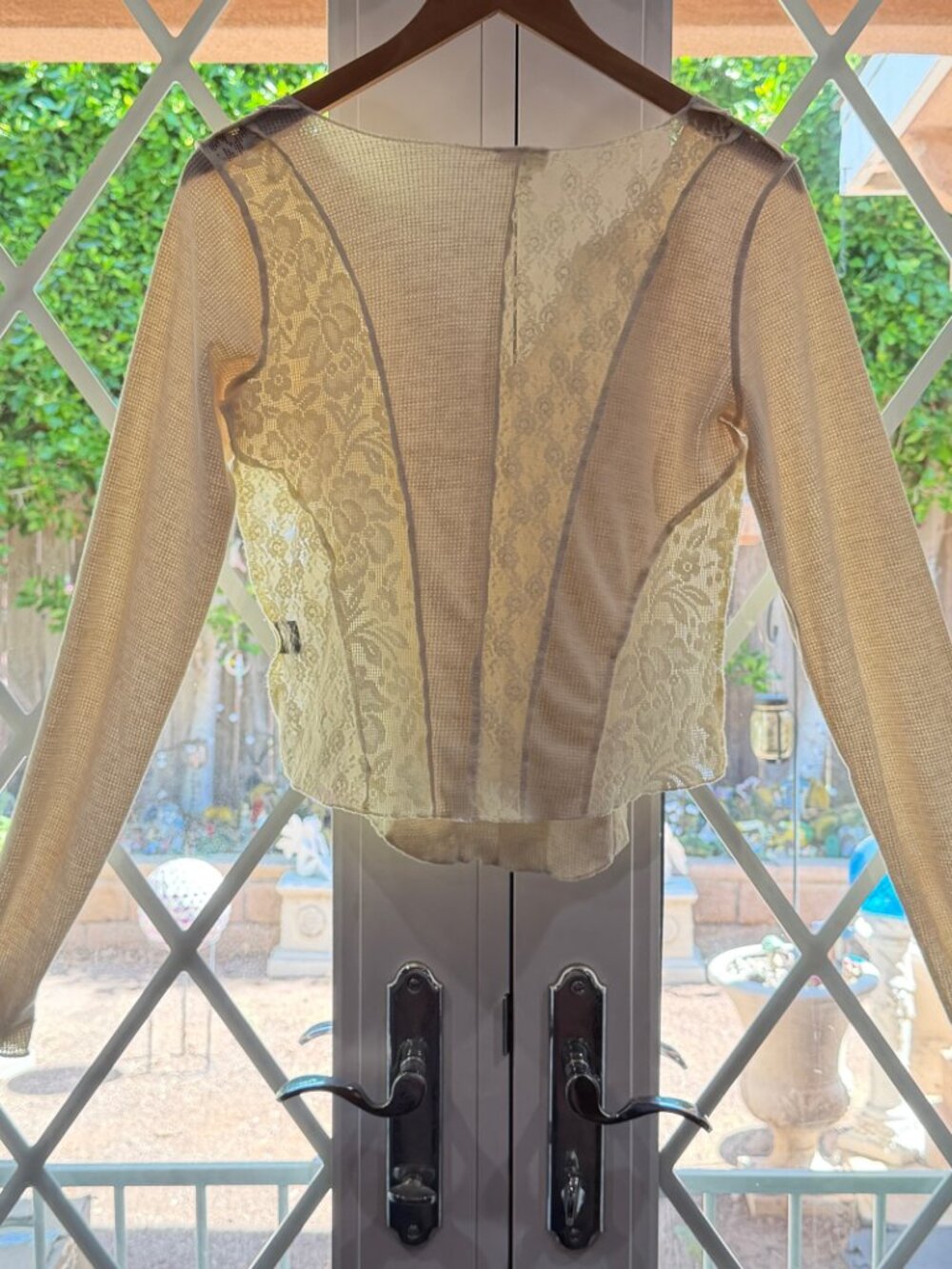 🤍 POL Thermal & Lace Long Sleeve Top | Size M | Boho Romantic - Picture 3 of 8